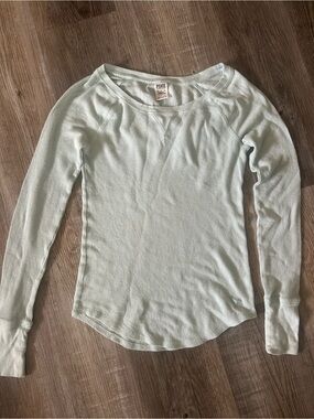 Victoria's Secret PINK Waffle Knit Long Sleeve Top - Mint